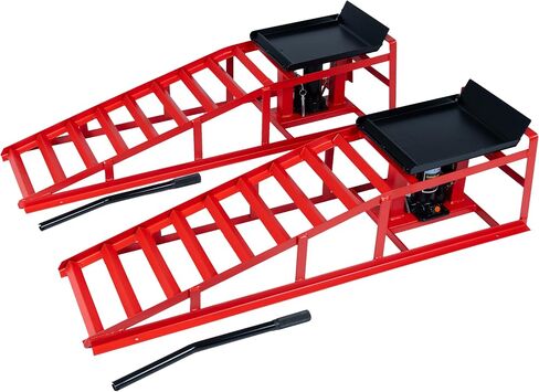 5 Ton (11000 lbs) Capacity Hydraulic Low Profile Car Ramps with Pin Lock, 10.6 to 14.7 Inch Lift Range, for Auto & Home Garage Maintenance, Oil Changes in Kuwait