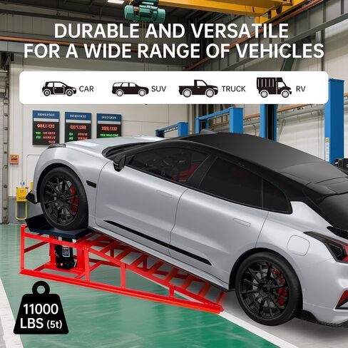 5 Ton (11000 lbs) Capacity Hydraulic Low Profile Car Ramps with Pin Lock, 10.6 to 14.7 Inch Lift Range, for Auto & Home Garage Maintenance, Oil Changes in Kuwait