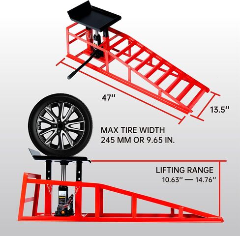 5 Ton (11000 lbs) Capacity Hydraulic Low Profile Car Ramps with Pin Lock, 10.6 to 14.7 Inch Lift Range, for Auto & Home Garage Maintenance, Oil Changes in Kuwait