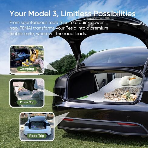 مرتبة سيارة TEMAI Tesla Model - مدمجة ومحمولة، إسفنج ذو ذاكرة بطيء الارتداد، ظهر غير قابل للانزلاق، دعم رأس معزز للقيادة الطويلة والتخييم in Kuwait