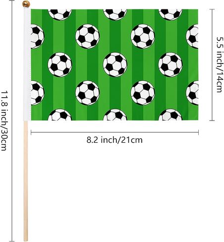 12 Pack Soccer Ball On Green Stripes Mini Flags Inserted on Stick Small Mini Handheld Flag 5 x 8 Inch for Club Sports Celebration Parades Decor with Safety Spear Top in Kuwait