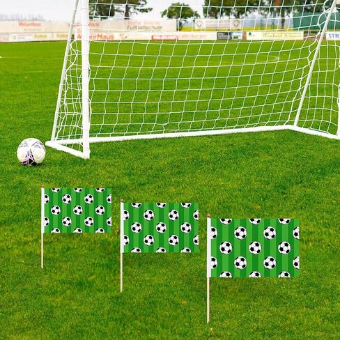 12 Pack Soccer Ball On Green Stripes Mini Flags Inserted on Stick Small Mini Handheld Flag 5 x 8 Inch for Club Sports Celebration Parades Decor with Safety Spear Top in Kuwait