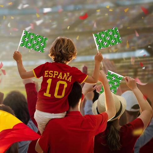 12 Pack Soccer Ball On Green Stripes Mini Flags Inserted on Stick Small Mini Handheld Flag 5 x 8 Inch for Club Sports Celebration Parades Decor with Safety Spear Top in Kuwait