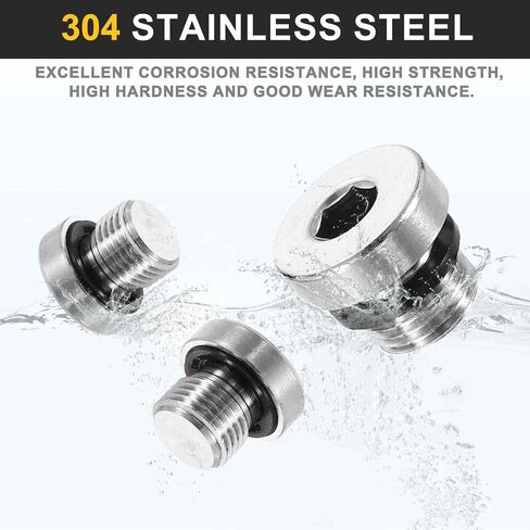 HARFINGTON 4pcs 304 الفولاذ المقاوم للصدأ الأنابيب التوصيل المناسب M8x1.25 متري ذكر الموضوع الداخلي عرافة غطاء الرأس سداسية رئيس بونغ المقابس التجهيزات مع حلقة الختم لأنبوب الهواء الماء النفط الغاز in Kuwait
