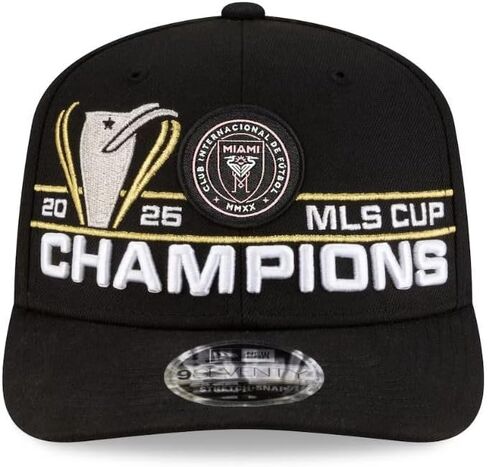 New Era MLS Inter Miami CF 2025 Champions Locker Room 9SEVENTY Stretch-Snap Adjustable Hat - Black in Kuwait