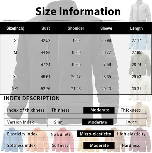 Men's Stand Collar Full Zip Polar Fleece Jacket Lightweight Warm Long Sleeve Coat With Pockets For Fall Winter in Kuwait