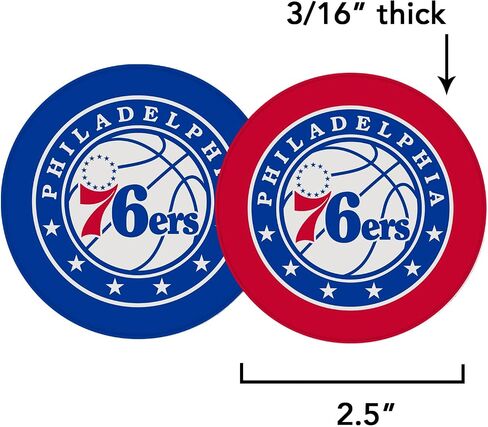 مجموعة منتجات مرخصة مكونة من قطعتين من ديزرت كاكتوس فيلادلفيا 76ers لإكسسوارات السيارات فيلي إن بي إيه لدوري كرة السلة من الحجر الرملي الماص (كوستر السيارة أ) in Kuwait