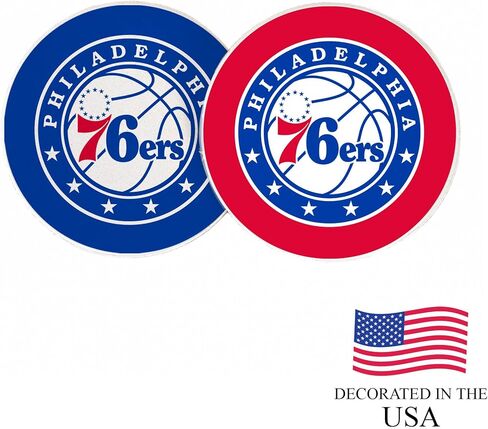 مجموعة منتجات مرخصة مكونة من قطعتين من ديزرت كاكتوس فيلادلفيا 76ers لإكسسوارات السيارات فيلي إن بي إيه لدوري كرة السلة من الحجر الرملي الماص (كوستر السيارة أ) in Kuwait