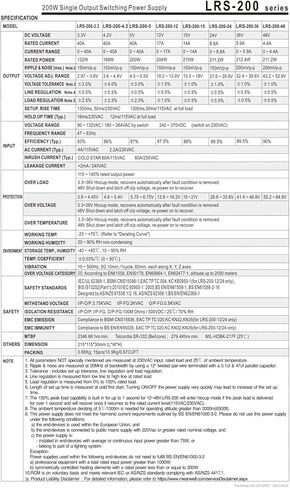 LRS-200-12 204 وات مخرج واحد لتحويل التيار الكهربائي LRS-200 12V 17A in Kuwait