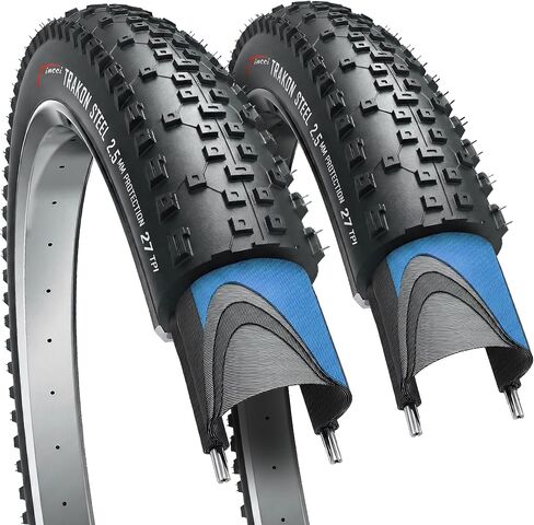 إطارات الدراجة الجبلية Fincci Trakon متينة مقاس 29 × 2.10 - عبوتان من إطارات MTB قابلة للطي 29 مع حماية من ثقب النايلون 2.5 مم - مقبض أسود 54-622، إطار دراجة 29 بوصة للكهرباء، XC، الدراجات الهجينة in Kuwait