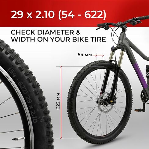 إطارات الدراجة الجبلية Fincci Trakon متينة مقاس 29 × 2.10 - عبوتان من إطارات MTB قابلة للطي 29 مع حماية من ثقب النايلون 2.5 مم - مقبض أسود 54-622، إطار دراجة 29 بوصة للكهرباء، XC، الدراجات الهجينة in Kuwait