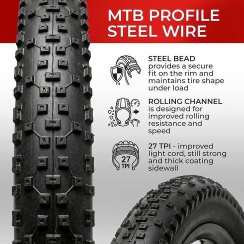 إطارات الدراجة الجبلية Fincci Trakon متينة مقاس 29 × 2.10 - عبوتان من إطارات MTB قابلة للطي 29 مع حماية من ثقب النايلون 2.5 مم - مقبض أسود 54-622، إطار دراجة 29 بوصة للكهرباء، XC، الدراجات الهجينة in Kuwait