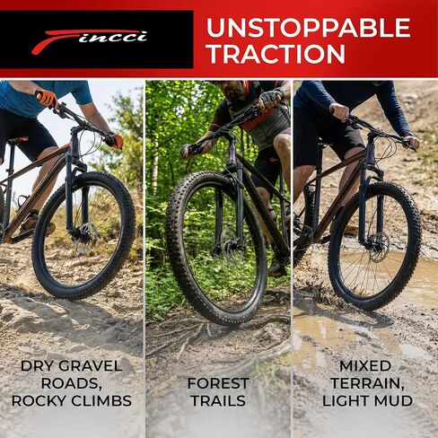 إطارات الدراجة الجبلية Fincci Trakon متينة مقاس 29 × 2.10 - عبوتان من إطارات MTB قابلة للطي 29 مع حماية من ثقب النايلون 2.5 مم - مقبض أسود 54-622، إطار دراجة 29 بوصة للكهرباء، XC، الدراجات الهجينة in Kuwait