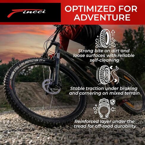 إطارات الدراجة الجبلية Fincci Trakon متينة مقاس 29 × 2.10 - عبوتان من إطارات MTB قابلة للطي 29 مع حماية من ثقب النايلون 2.5 مم - مقبض أسود 54-622، إطار دراجة 29 بوصة للكهرباء، XC، الدراجات الهجينة in Kuwait