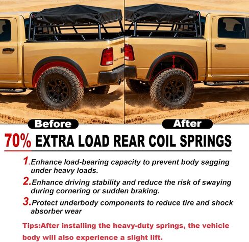 نوابض لولبية خلفية شديدة التحمل لشاحنة Ram 1500 2019-2025 2WD 4WD، توفر حملًا إضافيًا بنسبة 70% (1200 رطل إضافي) in Kuwait