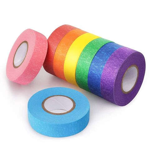 8 Rolls Colored Masking Tape Rainbow Colors Painters Tape Colorful Craft Art Paper Tape Labeling Arts Crafts Decorative Coding Decoration Supplies, 0.6 Inch x 16 Yard, 8 Colors in Kuwait