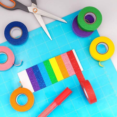 8 Rolls Colored Masking Tape Rainbow Colors Painters Tape Colorful Craft Art Paper Tape Labeling Arts Crafts Decorative Coding Decoration Supplies, 0.6 Inch x 16 Yard, 8 Colors in Kuwait
