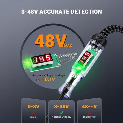 Test Light Automotive 3-48V Digital LED Circuit Tester, Auto Light Tester with Voltage Display, Electric Tester Pen with Voltmeter and Probe for Checking Car Truck Motorcycle Fuses & Battery Voltage in Kuwait