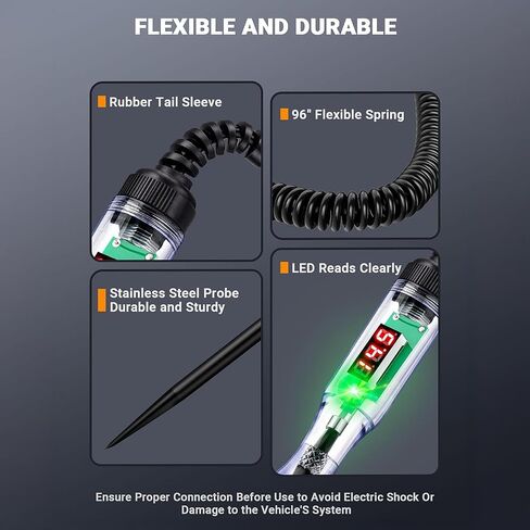Test Light Automotive 3-48V Digital LED Circuit Tester, Auto Light Tester with Voltage Display, Electric Tester Pen with Voltmeter and Probe for Checking Car Truck Motorcycle Fuses & Battery Voltage in Kuwait