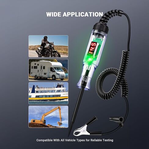 Test Light Automotive 3-48V Digital LED Circuit Tester, Auto Light Tester with Voltage Display, Electric Tester Pen with Voltmeter and Probe for Checking Car Truck Motorcycle Fuses & Battery Voltage in Kuwait