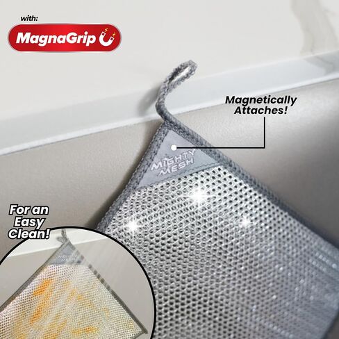 Mighty Mesh Pro Steel Mesh Cloths (8 Pack) with MagnaGrip Magnetic Storage | Powerful, Non-Scratch Kitchen Scrubber | Easy-Clean, Odor-Resistant Design for All Surfaces in Kuwait