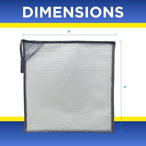 Mighty Mesh Pro Steel Mesh Cloths (8 Pack) with MagnaGrip Magnetic Storage | Powerful, Non-Scratch Kitchen Scrubber | Easy-Clean, Odor-Resistant Design for All Surfaces in Kuwait
