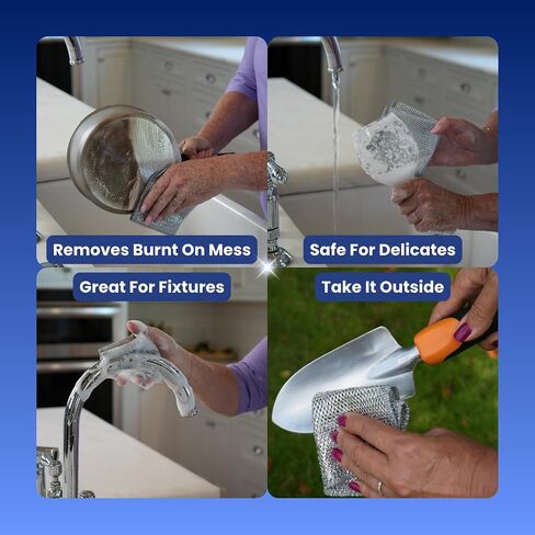 Mighty Mesh Pro Steel Mesh Cloths (8 Pack) with MagnaGrip Magnetic Storage | Powerful, Non-Scratch Kitchen Scrubber | Easy-Clean, Odor-Resistant Design for All Surfaces in Kuwait