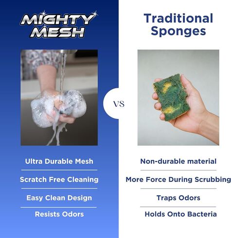 Mighty Mesh Pro Steel Mesh Cloths (8 Pack) with MagnaGrip Magnetic Storage | Powerful, Non-Scratch Kitchen Scrubber | Easy-Clean, Odor-Resistant Design for All Surfaces in Kuwait