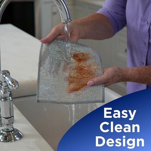 Mighty Mesh Pro Steel Mesh Cloths (8 Pack) with MagnaGrip Magnetic Storage | Powerful, Non-Scratch Kitchen Scrubber | Easy-Clean, Odor-Resistant Design for All Surfaces in Kuwait