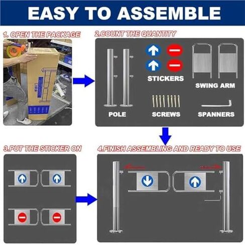 Heavy-Duty Industrial Safety Gate - Spring-Loaded Swing Gate 90° Opening, 160x100cm, Perfect for Supermarkets, Warehouses, and Aisles - Durable Barricade Solution. in Kuwait