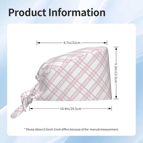 White Pink Stripes Print Scrub Caps Women Men, Nurse Cap Surgical Caps Scrub Hats for Women Men, Adjustable Working Cap with Sweatband in Kuwait