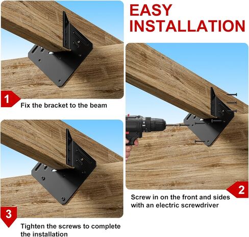 Black Hurricane Ties for Rafter 10PCS ，13 Gauge 2.0mmHeavy Duty Hurricane Straps，Heavy Duty Joist Hangers for Roofing Trusses Wood，Roofing Trusses 120 Screws in Kuwait