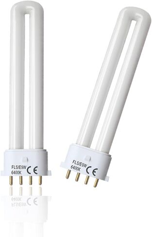 (2PACK) لمبة الفلورسنت FLS/E9W، بديلة لمصباح فانوس التخييم، قاعدة 4 دبوس 2G7، حجم خاص 5.5 بوصة، 6400 كلفن in Kuwait