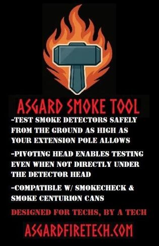 أداة Asgard Smoke Tool (AST) — أداة اختبار كاشف دخان إنذار الحريق الاحترافية | رأس محوري | يعمل مع فحص الدخان | متوافق مع عمود التمديد | اختبار الكاشف على مستوى الأرض in Kuwait