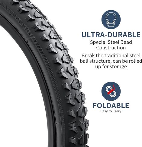 YUNSCM 2 قطعة 22 بوصة إطارات دراجة 22x1.95/53-457 متوافقة مع 22x1.95 22x2.0 22x2.10 إطارات دراجة هوائية جبلية in Kuwait