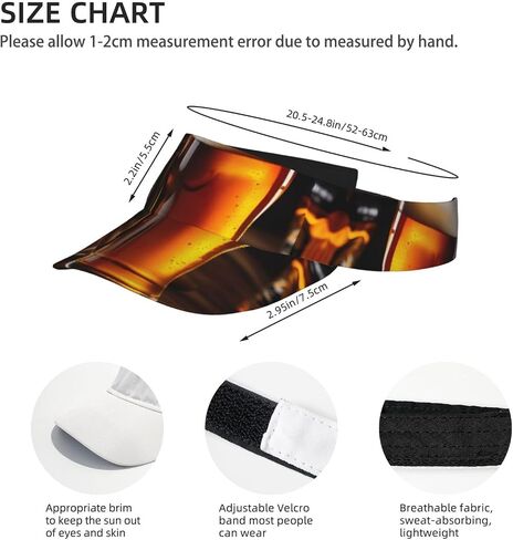 Beer Print Sports Sun Visor Hats Adjustable Running Golf Tennis Sun Cap for Women Men Black in Saudi Arabia