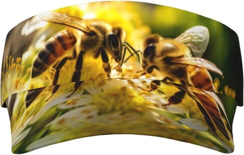 Bee Honeybee3 Print Sports Sun Visor Hats Adjustable Running Golf Tennis Sun Cap for Women Men Black in Saudi Arabia