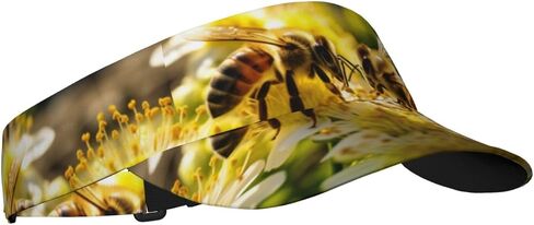 Bee Honeybee3 Print Sports Sun Visor Hats Adjustable Running Golf Tennis Sun Cap for Women Men Black in Saudi Arabia