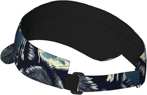 Wolf Night Moon Print Sports Sun Visor Hats Adjustable Running Golf Tennis Sun Cap for Women Men Black in Saudi Arabia