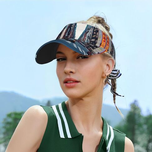 New York City Print Sports Sun Visor Hats Adjustable Running Golf Tennis Sun Cap for Women Men Black in Saudi Arabia