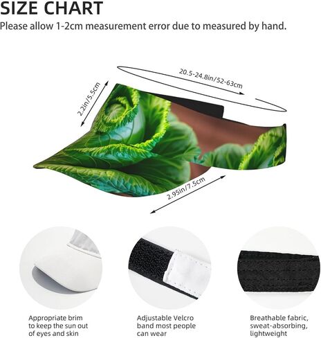 Bright Cabbage Print Sports Sun Visor Hats Adjustable Running Golf Tennis Sun Cap for Women Men Black in Saudi Arabia