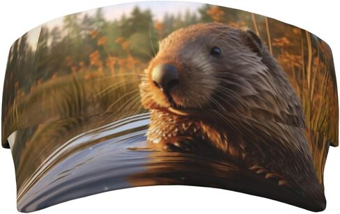 Beaver working2 Print Sports Sun Visor Hats Adjustable Running Golf Tennis Sun Cap for Women Men Black in Saudi Arabia