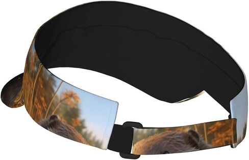 Beaver working2 Print Sports Sun Visor Hats Adjustable Running Golf Tennis Sun Cap for Women Men Black in Saudi Arabia