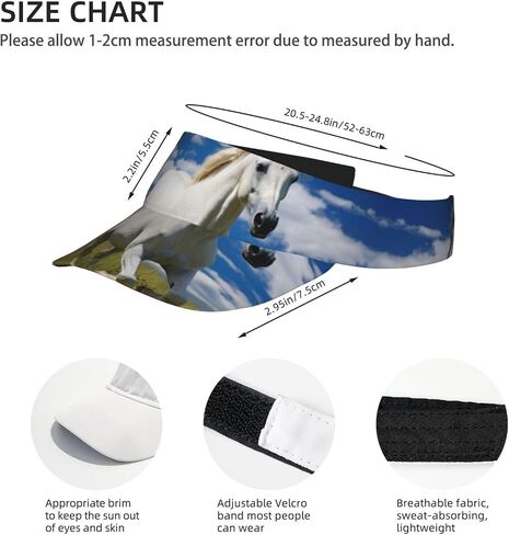 White stallion2 Print Sports Sun Visor Hats Adjustable Running Golf Tennis Sun Cap for Women Men in Saudi Arabia
