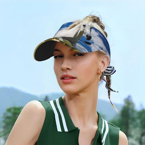 White stallion2 Print Sports Sun Visor Hats Adjustable Running Golf Tennis Sun Cap for Women Men in Saudi Arabia