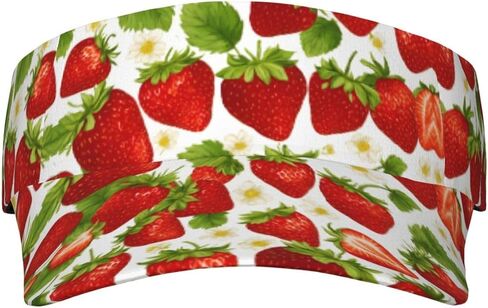 Strawberry Print Sports Sun Visor Hats Adjustable Running Golf Tennis Sun Cap for Women Men in Saudi Arabia