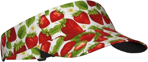 Strawberry Print Sports Sun Visor Hats Adjustable Running Golf Tennis Sun Cap for Women Men in Saudi Arabia
