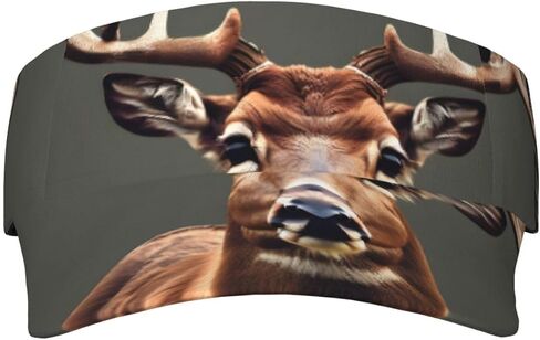 Beauty Deer Print Sports Sun Visor Hats Adjustable Running Golf Tennis Sun Cap for Women Men Black in Saudi Arabia