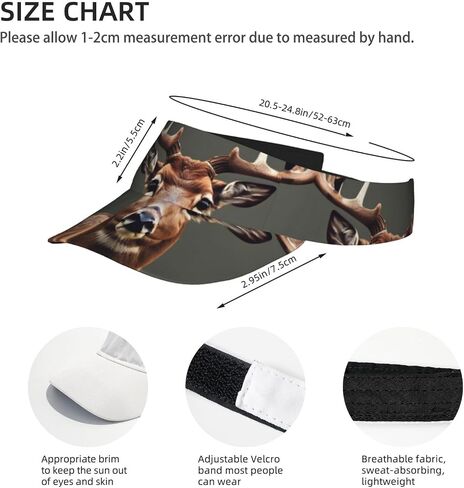 Beauty Deer Print Sports Sun Visor Hats Adjustable Running Golf Tennis Sun Cap for Women Men Black in Saudi Arabia