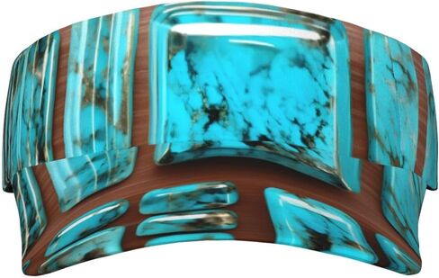 Bright Aqua Blue Turquoise Print Sports Sun Visor Hats Adjustable Running Golf Tennis Sun Cap for Women Men in Saudi Arabia
